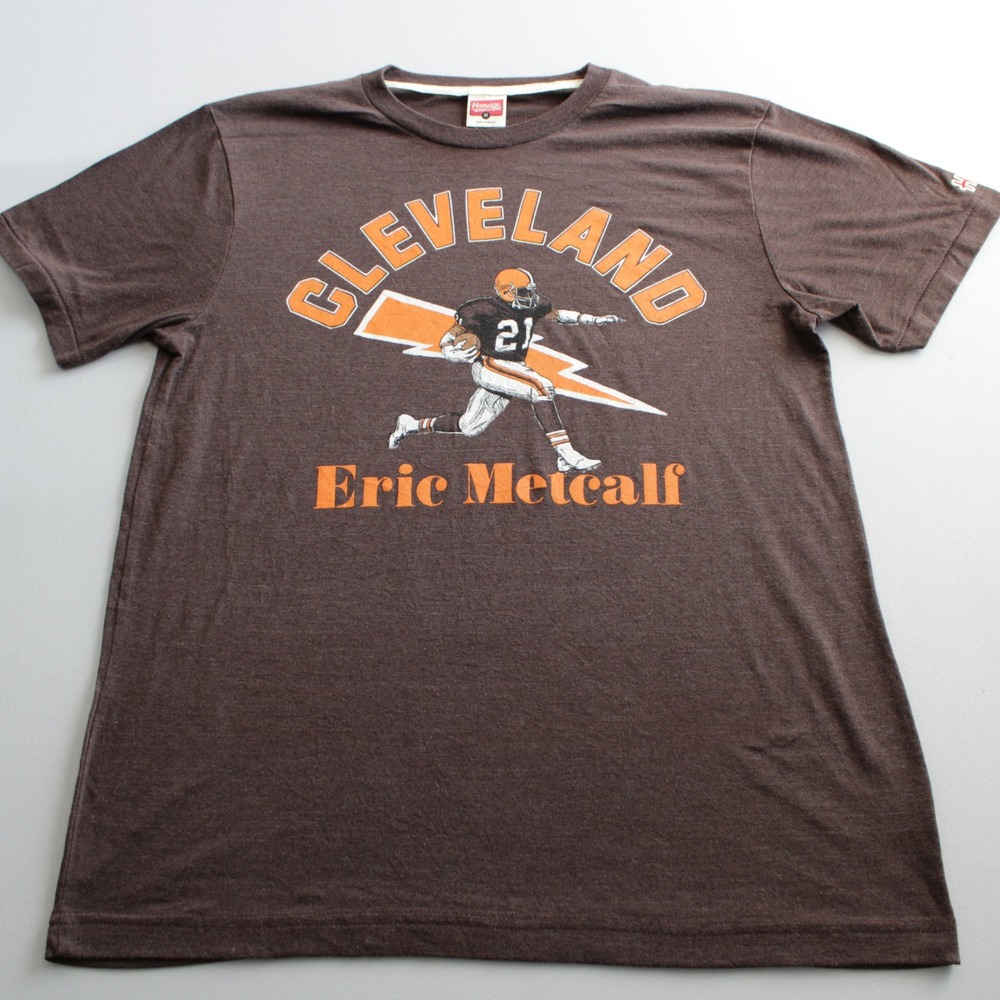 Homage Cleveland Browns Eric Metcalf T-Shirt Brown Mens M Tri-Blend Graph Sports
